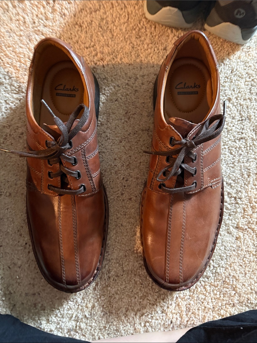 Clarks Brown Leather Lace-Up Oxford Derbys